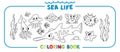 Sea theme. Big coloring book set. Kids vector Royalty Free Stock Photo