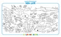 Sea theme. Big coloring book set. Kids vector Royalty Free Stock Photo