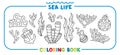 Sea theme. Big coloring book set. Kids vector Royalty Free Stock Photo