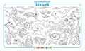 Sea theme. Big coloring book set. Kids vector Royalty Free Stock Photo