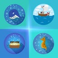 Sea theme flat icons