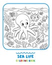 Sea theme. Octopus coloring book. Kids vector Royalty Free Stock Photo