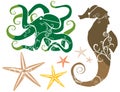 Sea Theme: Seahorse Octopus Starfish COLOR