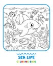 Sea theme. Shark coloring book. Kids vector Royalty Free Stock Photo