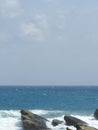 When the sea tide rises, strong and powerful blue waves advance to the coast at Hualien ,Taiwan.