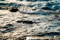 Sea tide , waves hitting rocks Royalty Free Stock Photo