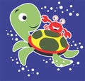 tortoise cartoon print vector art