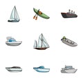 Sea transport, boats, ships. To transport people, thunderstorms. Ship and water transport icon in set collection on