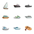 Sea Transport, Boats, Ships. To Transport People, Thunderstorms. Ship And Water Transport Icon In Set Collection On