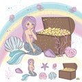 SEA TREASURE Magic Cartoon Travel Vector Illustration Set