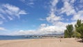 Sea tree sky clouds mountains sand rest vacation