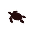 Sea turtle black silhouette vector icon, wild marine reptile animal, cartoon tortoise floats, exotic amphibian pet Royalty Free Stock Photo