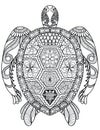 sea turtle, black white outline for coloring book page, AI generative coloring card