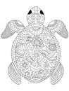 Sea turtle coloring vector for adults Royalty Free Stock Photo