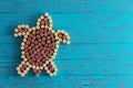 Sea Turtle composed of wine bottle corks Royalty Free Stock Photo