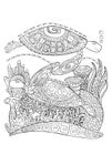 Sea turtle doodle style coloring page. Underwater illustration for adult coloring.