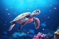 sea turtle floating under a starry night sky Royalty Free Stock Photo