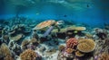 Sea Turtle Gliding Through the Great Barrier Reef