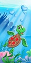Sea turtle with hearts Royalty Free Stock Photo