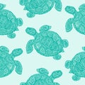 Sea turtle illustration in paisley mehndi style pattern.