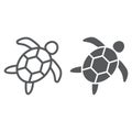 Sea turtle line and glyph icon, animal Royalty Free Stock Photo