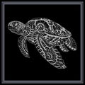 Sea Turtle mandala arts isolated on black background