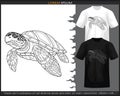 Sea turtle mandala arts isolated on black and white t shirt