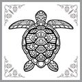Sea turtle mandala arts isolated on white background