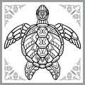 sea turtle mandala arts. isolated on white background Royalty Free Stock Photo