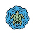 Sea Turtle Monoline Logo Vector Graphic Design illustration Vintage Badge Emblem Symbol and Icon Royalty Free Stock Photo