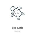 Sea turtle outline vector icon. Thin line black sea turtle icon, flat vector simple element illustration from editable summer