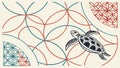 Sea Turtle Silhouette with Geometric Shell Pattern, vector design Generative AI Royalty Free Stock Photo