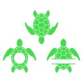 Sea turtle. Turtle silhouette. Vector icons isolated on white Royalty Free Stock Photo