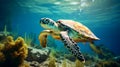 Sea turtle swimming underwater Royalty Free Stock Photo