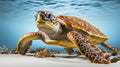 Sea turtle swimming on white background. generative ai Royalty Free Stock Photo