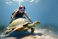 A sea turtle swims in the ocean. Animal Rescue