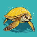 Sea Turtle Turquoise Oceanlife Cartoon Vector Art Royalty Free Stock Photo