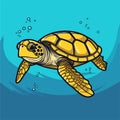 Sea Turtle Turquoise Oceanlife Cartoon Vector Art Royalty Free Stock Photo