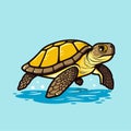 Sea Turtle Turquoise Oceanlife Cartoon Vector Art Royalty Free Stock Photo