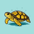 Sea Turtle Turquoise Oceanlife Cartoon Vector Art Royalty Free Stock Photo