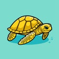 Sea Turtle Turquoise Oceanlife Cartoon Vector Art Royalty Free Stock Photo