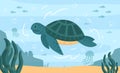 Sea turtle underwater vector concept Royalty Free Stock Photo