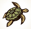 Sea turtle. Vector drawing icon Royalty Free Stock Photo