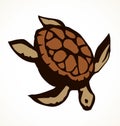 Sea turtle. Vector drawing icon Royalty Free Stock Photo