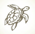 Sea turtle. Vector drawing icon Royalty Free Stock Photo