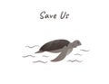 Sea turtle vector for global warming campaign Royalty Free Stock Photo