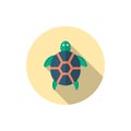 Sea turtle vector icon animal, flat design, long shadow Royalty Free Stock Photo