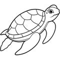 Sea turtle vector illustration unique creative design Silhouette Royalty Free Stock Photo