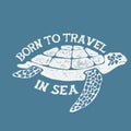 Sea turtle vintage label