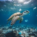 Sea turtles,majestic creatures the ocean, navigate through their habitat,but their serene journey is marred the heartbreaking